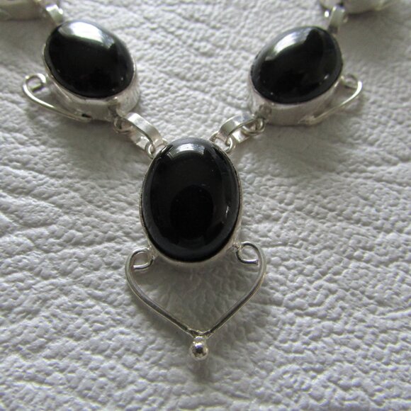 Black Onyx Silver Necklace - NEW - Picture 4 of 7